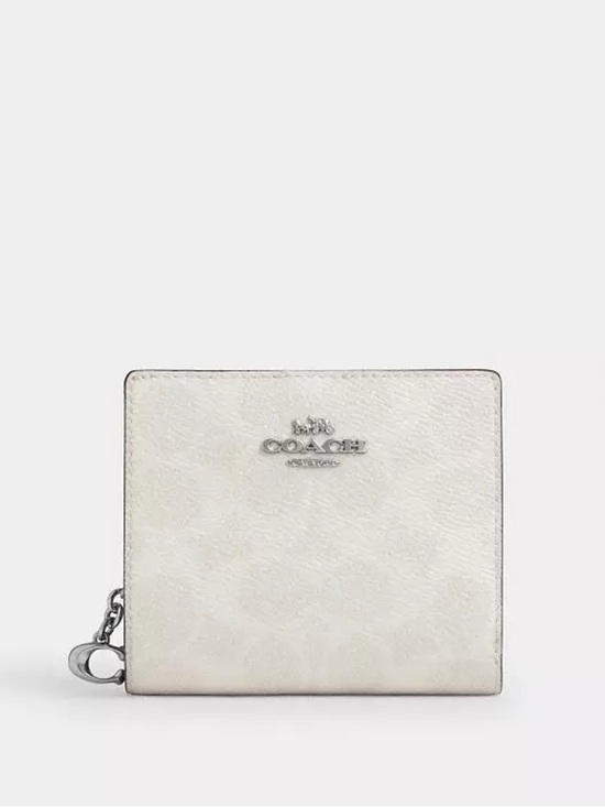 Coach Handbags - COACH SNAP WALLET IN SIGNATURE CANVAS WHITE